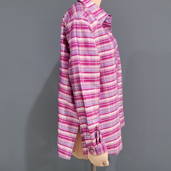 Silk Lore silk plaid blouse L - Picture 4 of 8